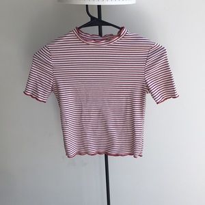 Zara Trafaluc stripped mock neck crop top